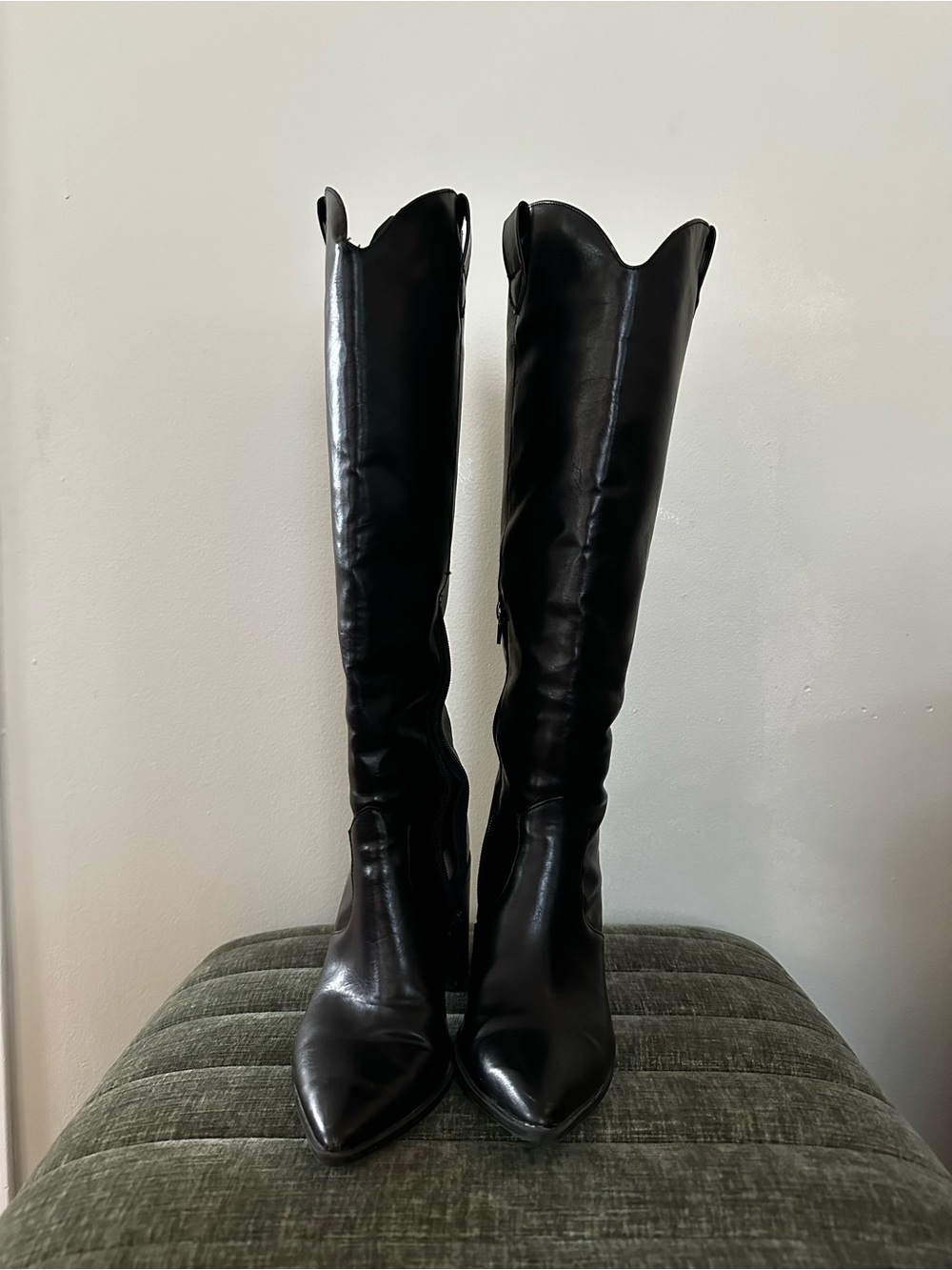 The Drop Cassandra Black Knee High Western Cowboy Boots Size 7 - Picture 4 of 6